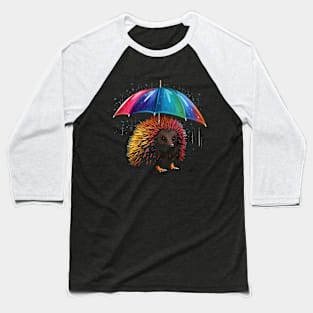 Echidna Rainy Day With Umbrella Baseball T-Shirt